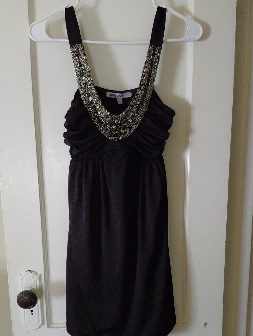 baileyblue Black Mini Dress with Silver And Black Beaded Neckline
